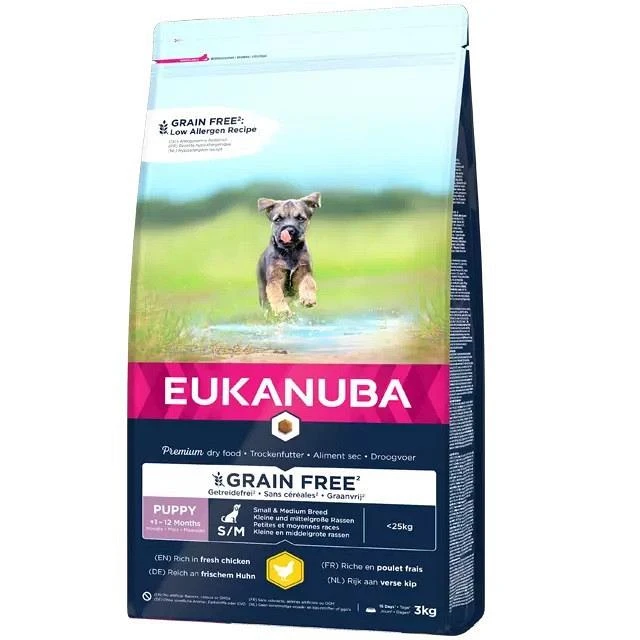 Eukanuba Hondenvoer Puppy & Junior S/M Grain Free Chicken 3 Kg 1 Eukanuba Hondenvoer Puppy & Junior S/M Grain Free Chicken 3 Kg
