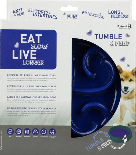 Eat Slow Live Longer Tumble Feeder Blue 2 Eat Slow Live Longer Tumble Feeder Blue - Afbeelding 2